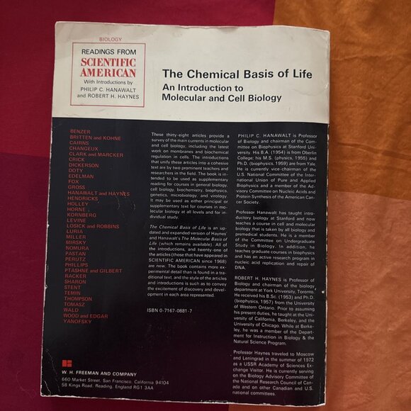 CHEMICAL BASIS OF LIFE: INTRODUCTION TO MOLECULAR & CELL BIOLOGY HC(FC-39-2) - Picture 2 of 10